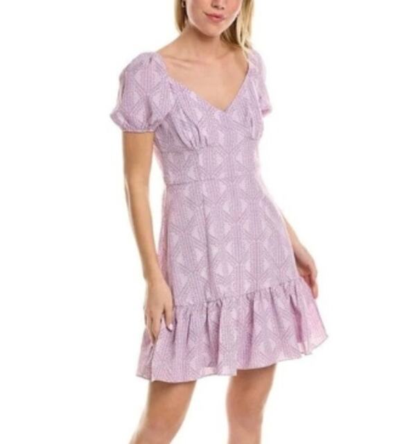 Laundry By Shelli Segal Dresses & Skirts - LAUNDRY SHELLI SEGAL WMNS SZ 4 PURPLE FLORAL RUFFLE PUFF SLEEVE MINI DRESS NEW